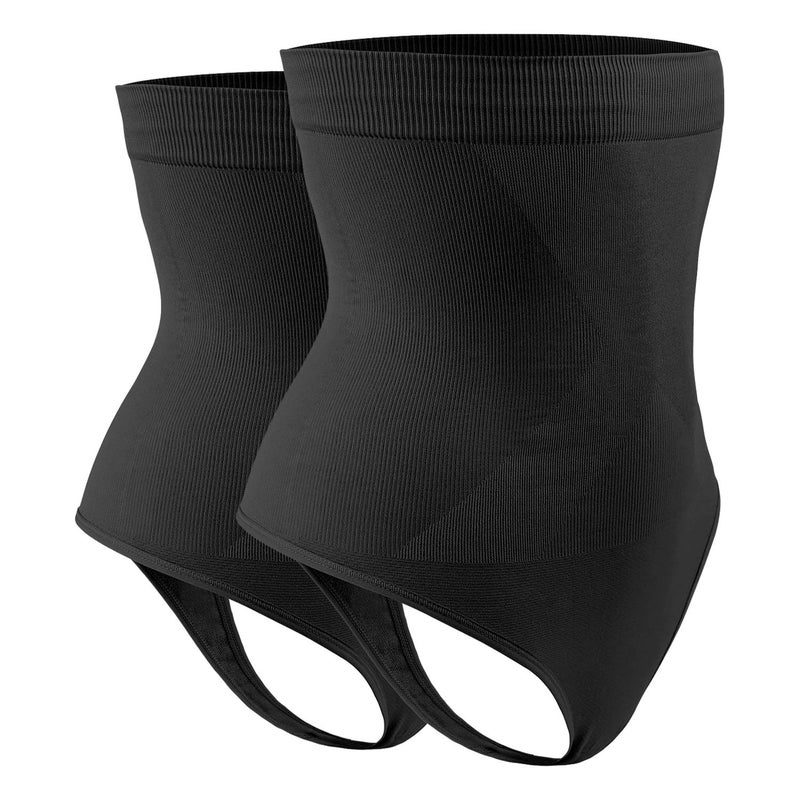 DREAM SLIM Women's High-Waist Seamless Body Shaper Briefs Firm Control Tummy Thong Shapewear Panties Girdle Underwear (as1, alpha, m, l, regular, regular, Black/Black 2 Pack) - Image 1
